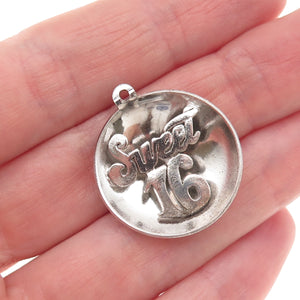 925 Sterling Silver Vintage Sweet 16 Charm Pendant