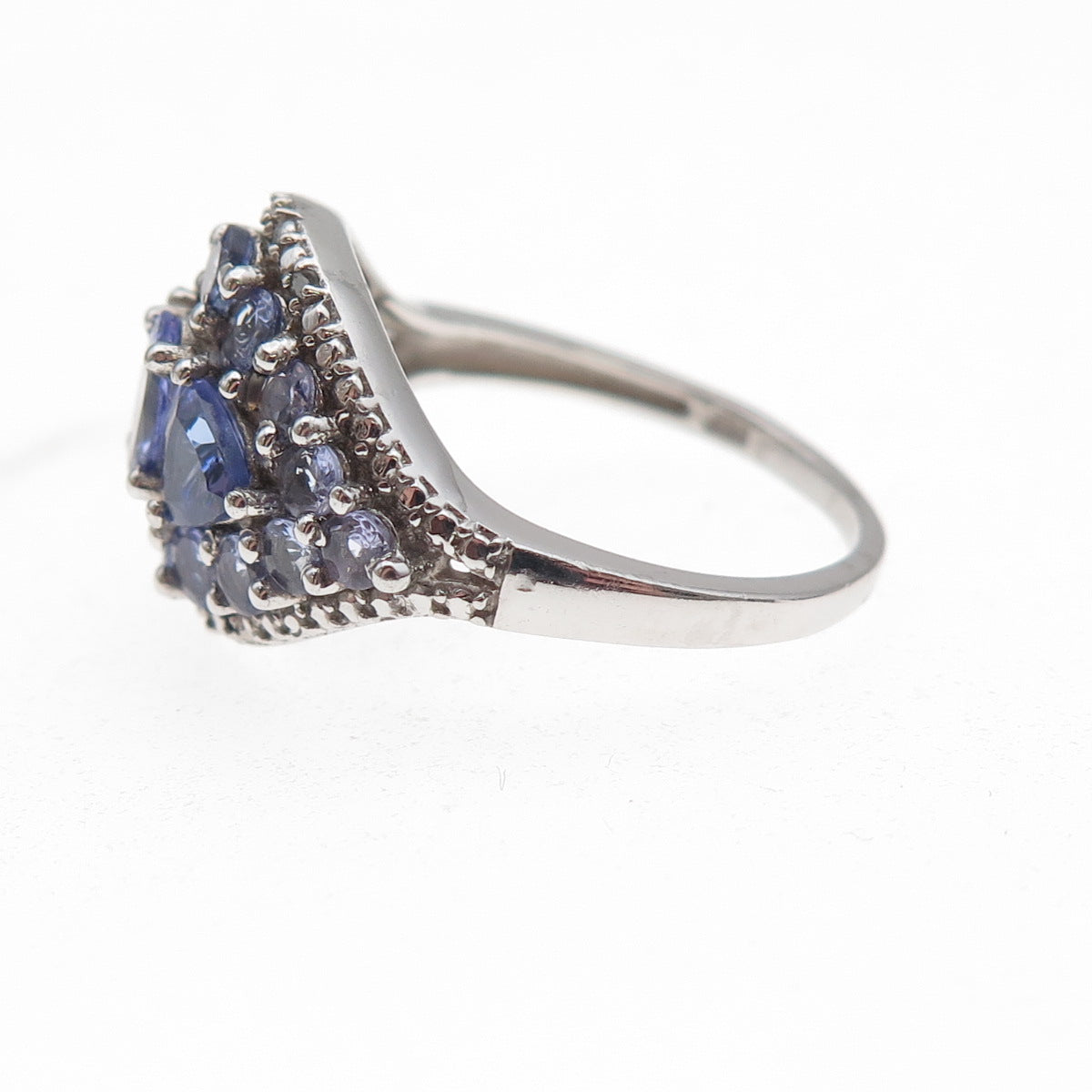 Chuck Clemency 925 Sterling Silver Real Diamond & Tanzanite Ring Size 8.25