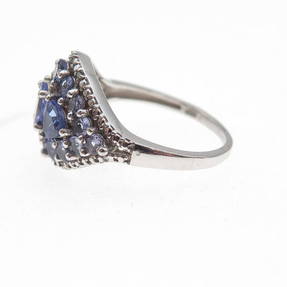 Chuck Clemency 925 Sterling Silver Real Diamond & Tanzanite Ring Size 8.25