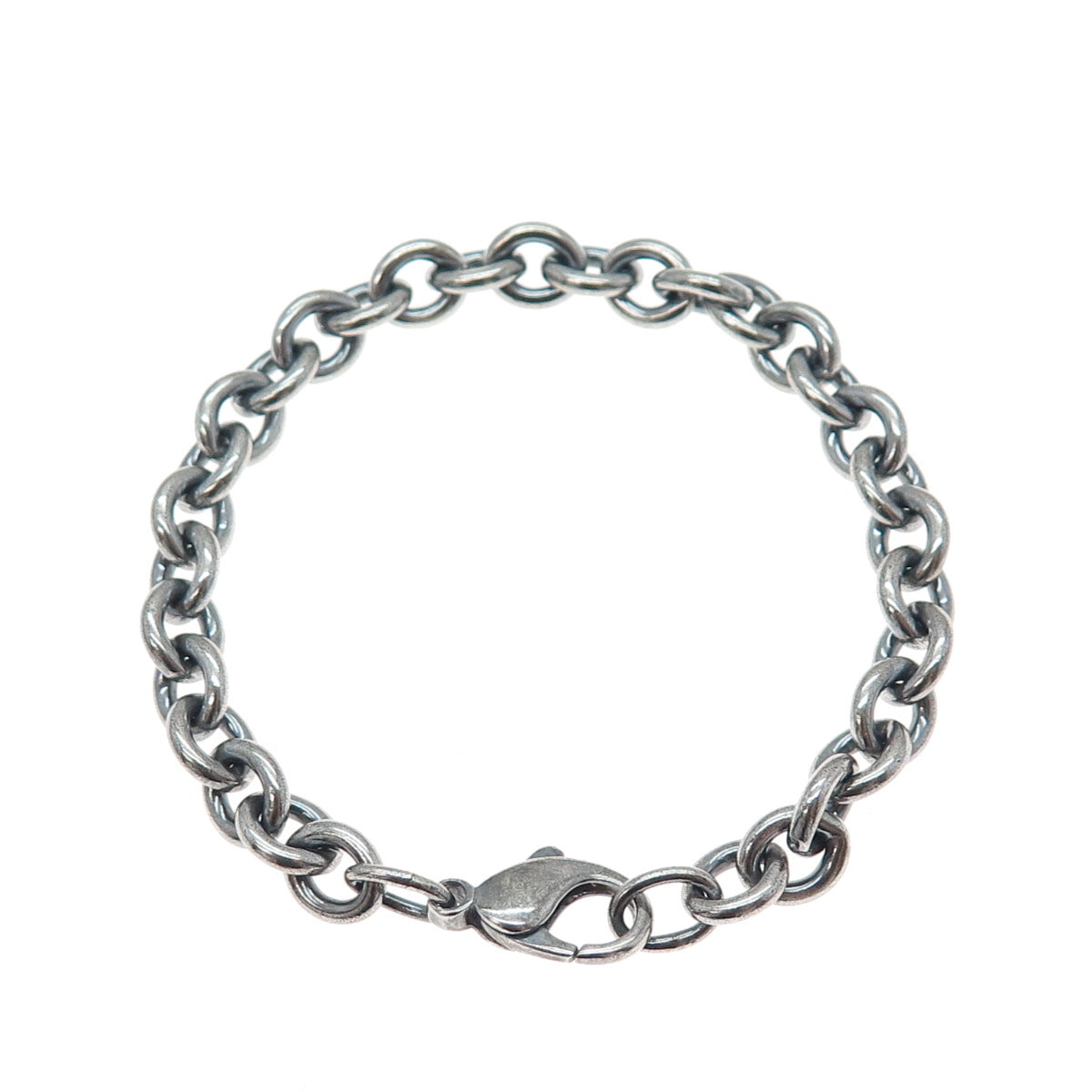 925 Sterling Silver Vintage Cable Link Oxidized Bracelet 7"