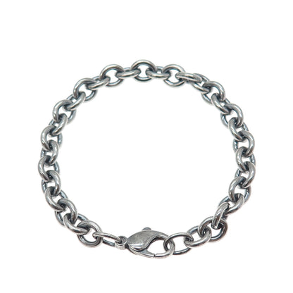 925 Sterling Silver Vintage Cable Link Oxidized Bracelet 7"