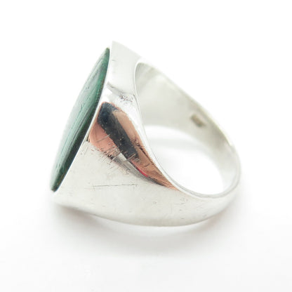 925 Sterling Silver Vintage Real Malachite Gemstone Ring Size 5