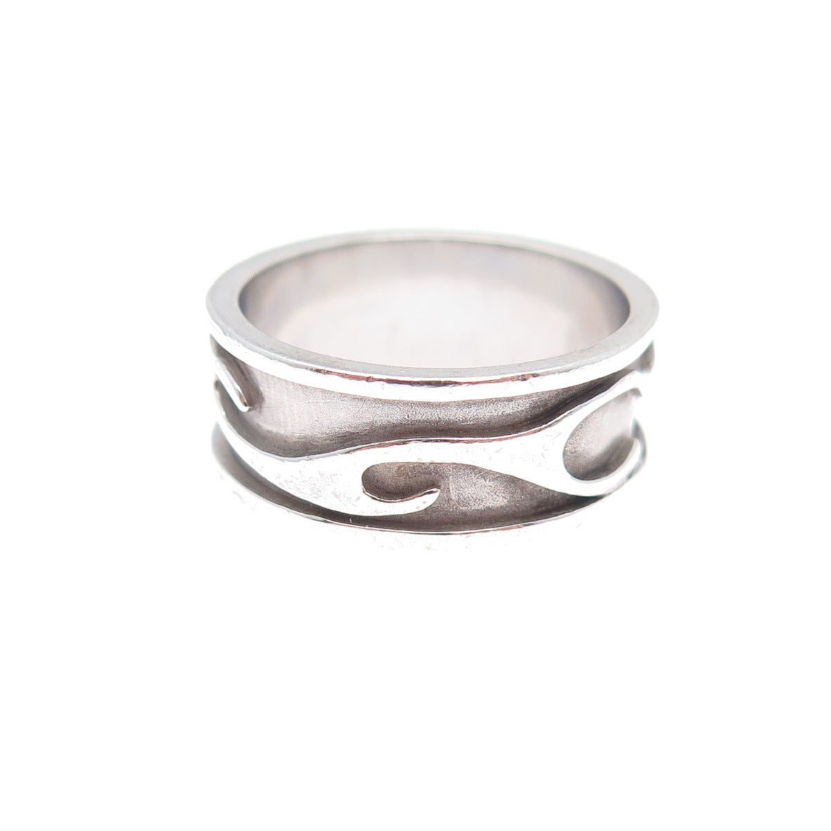 925 Sterling Silver Vintage Modernist Oxidized Biker Band Ring Size 6.25