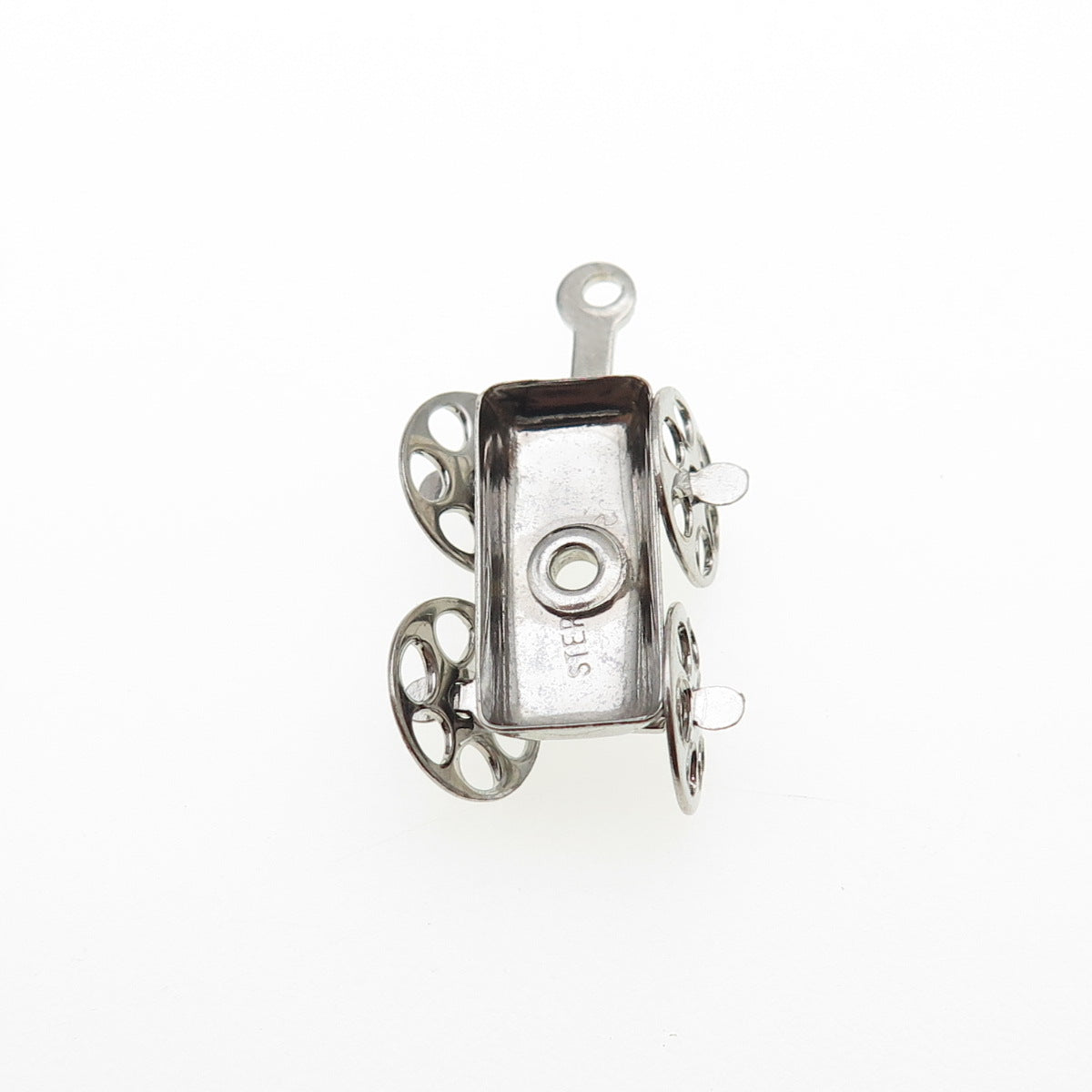 925 Sterling Silver Antique Art Deco Water Wagon Movable Mini 3D Charm Pendant