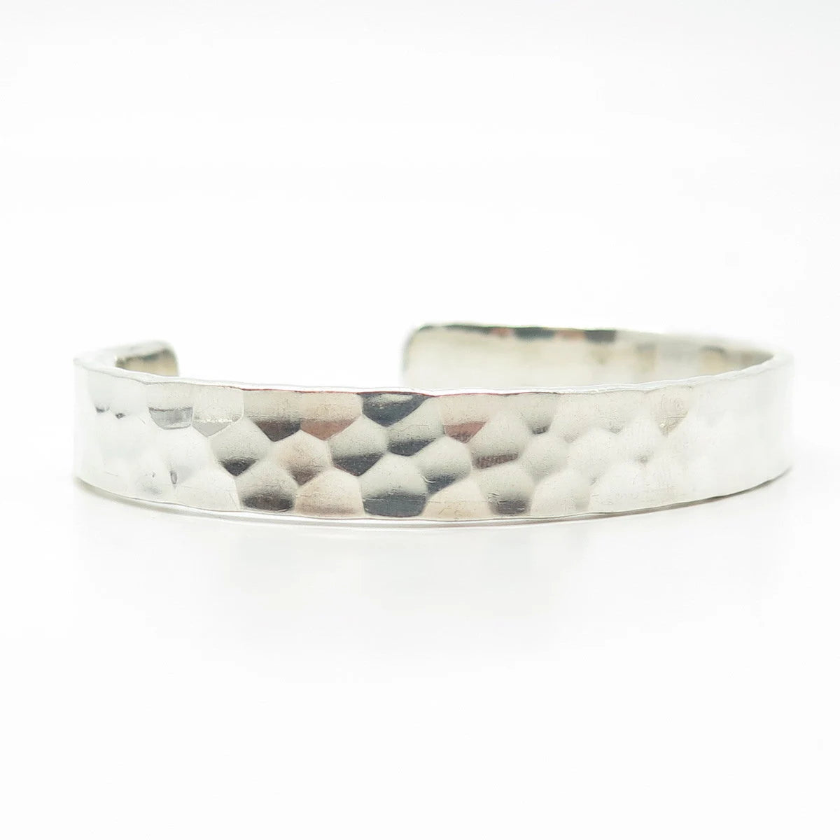 925 Sterling Silver Vintage Hammered Finish Adjustable Cuff Bracelet 6.5-7.5"