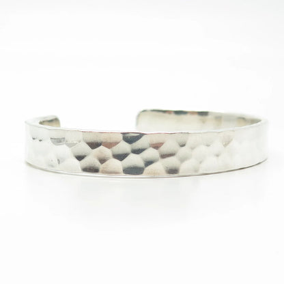 925 Sterling Silver Vintage Hammered Finish Adjustable Cuff Bracelet 6.5-7.5"