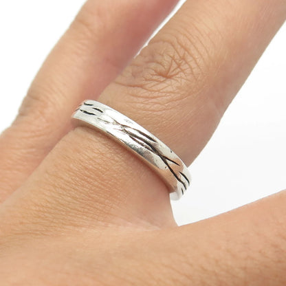 925 Sterling Silver Vintage Textured Band Ring Size 6.25