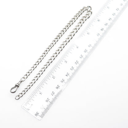 925 Sterling Silver Antique 1930s WWC & GEC London Pocket Watch Chain 12"