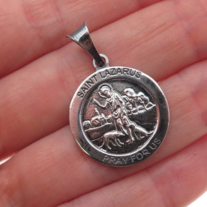 925 Sterling Silver Vintage Italy Saint Lazarus Oxidized Charm Pendant