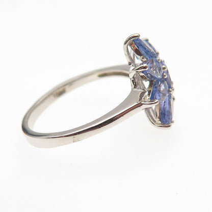 Chuck Clemency 925 Sterling Silver Real Tanzanite Floral Ring Size 8