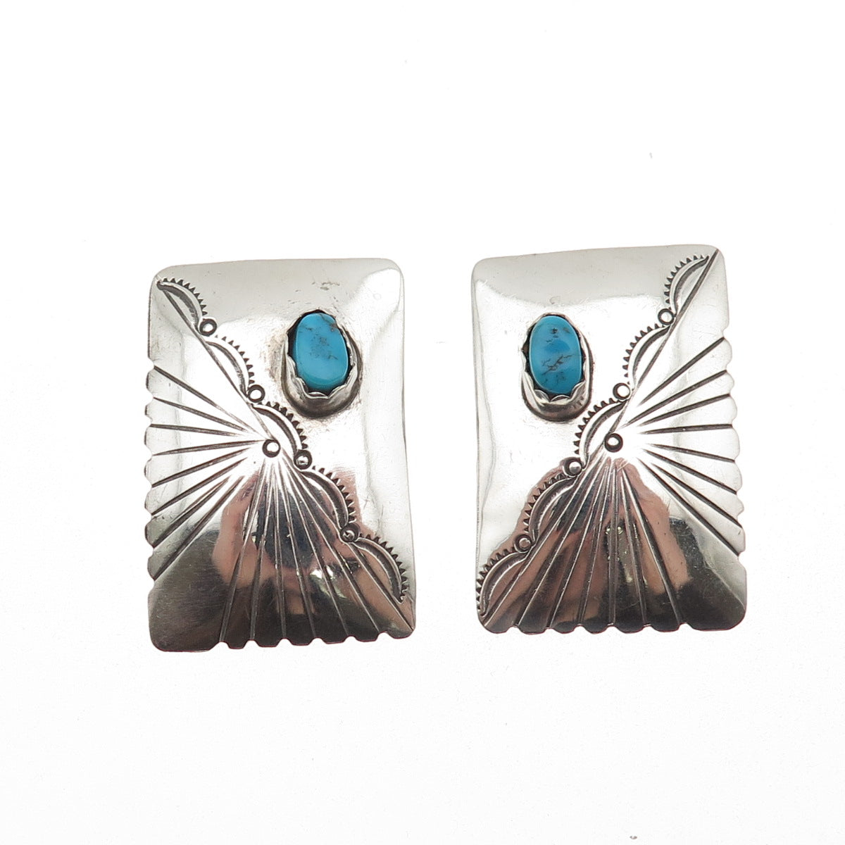 Old Pawn 925 Sterling Silver Vintage Southwestern Turquoise Snake Eye Earrings