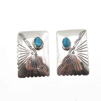 Old Pawn 925 Sterling Silver Vintage Southwestern Turquoise Snake Eye Earrings