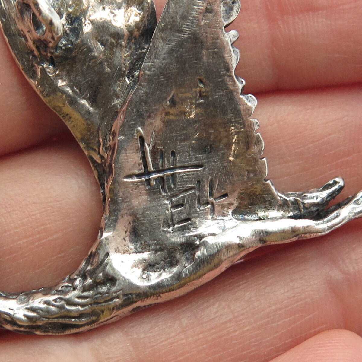 925 Sterling Silver Vintage Flying Bird Slide Pendant