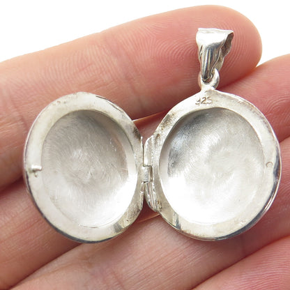 925 Sterling Silver Vintage Engraved Round Locket Pendant