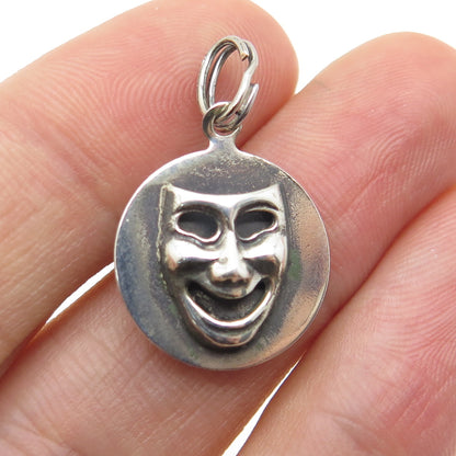 925 Sterling Silver Vintage Sock & Buskin Tragedy Comedy Masks Charm Pendant