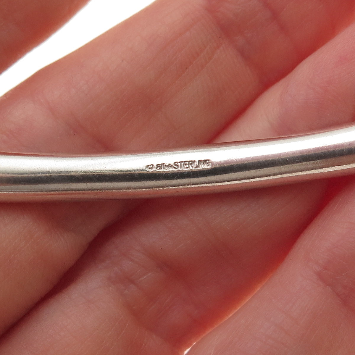 Ed Levin 925 Sterling Silver 18K Gold Vintage Modernist Bangle Bracelet 7.5"