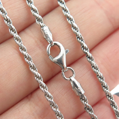 925 Sterling Silver Italy Twisted Rope Chain Necklace 14"
