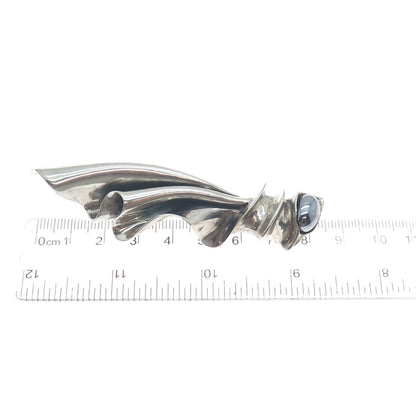 800 Silver Vintage Poland Real Hematite Modernist Oxidized Pin Brooch