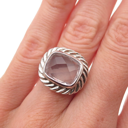 925 Sterling Silver Vintage Clear Crystal Oxidized Ring Size 6
