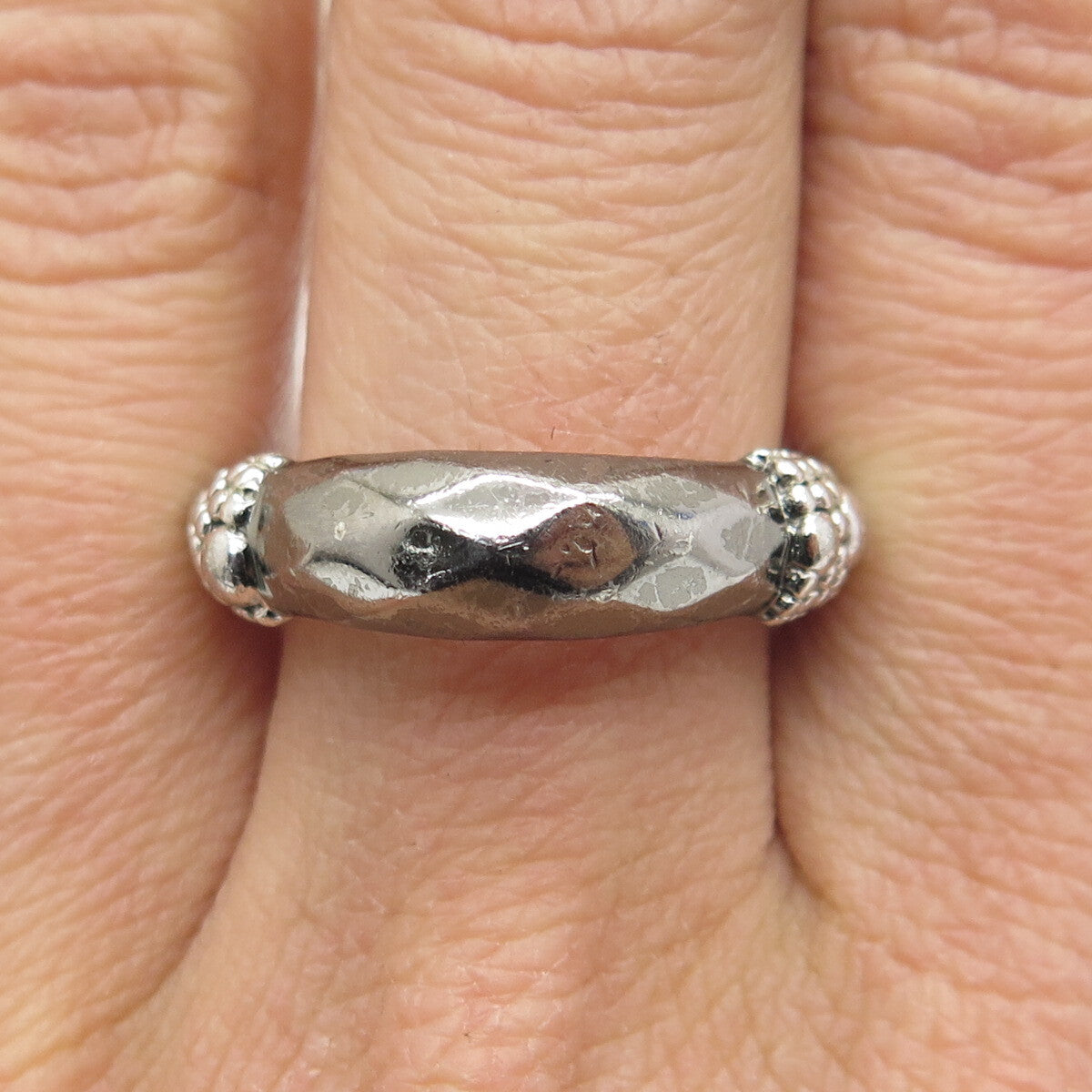 MICHAEL DAWKINS 925 Sterling Silver Granulated Oxidized Ring Size 8