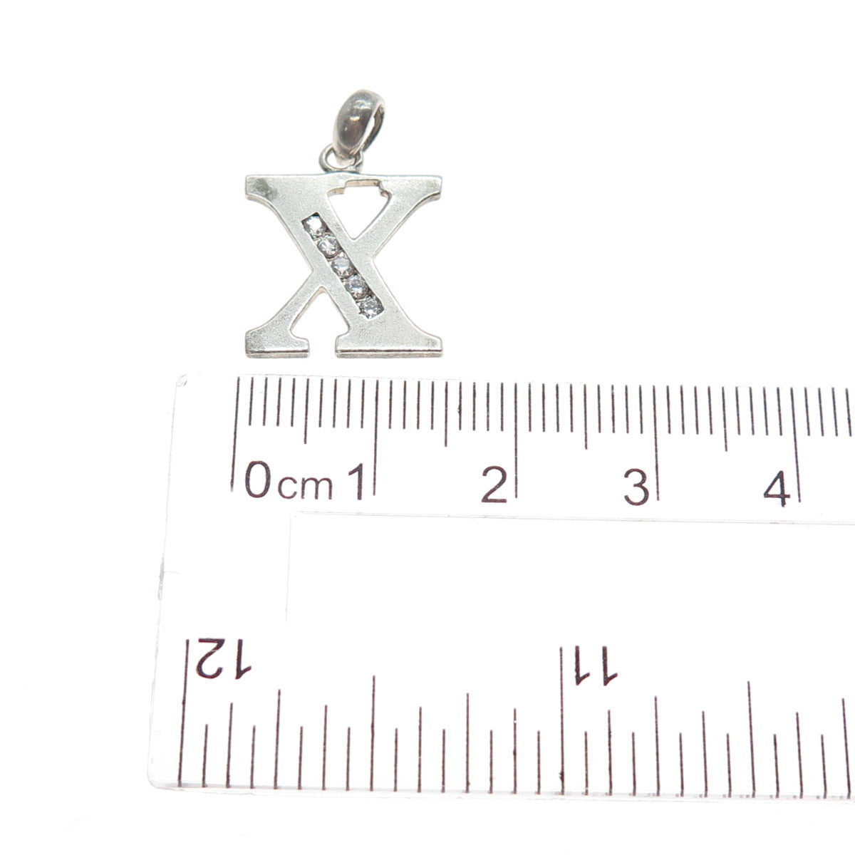925 Sterling Silver Round-Cut C Z Letter X Minimalist Charm Pendant