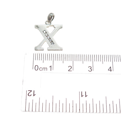925 Sterling Silver Round-Cut C Z Letter X Minimalist Charm Pendant