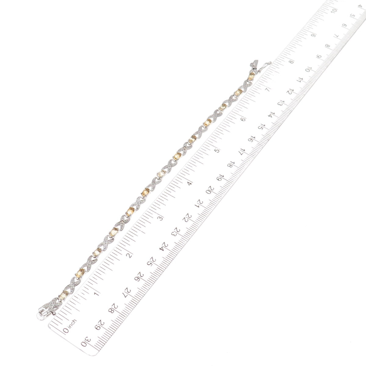 Dee Berkle Sterling Silver Real Diamond Accent & Citrine Infinity Bracelet 7.25"