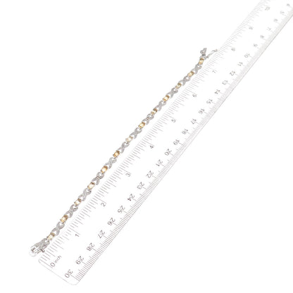 Dee Berkle Sterling Silver Real Diamond Accent & Citrine Infinity Bracelet 7.25"