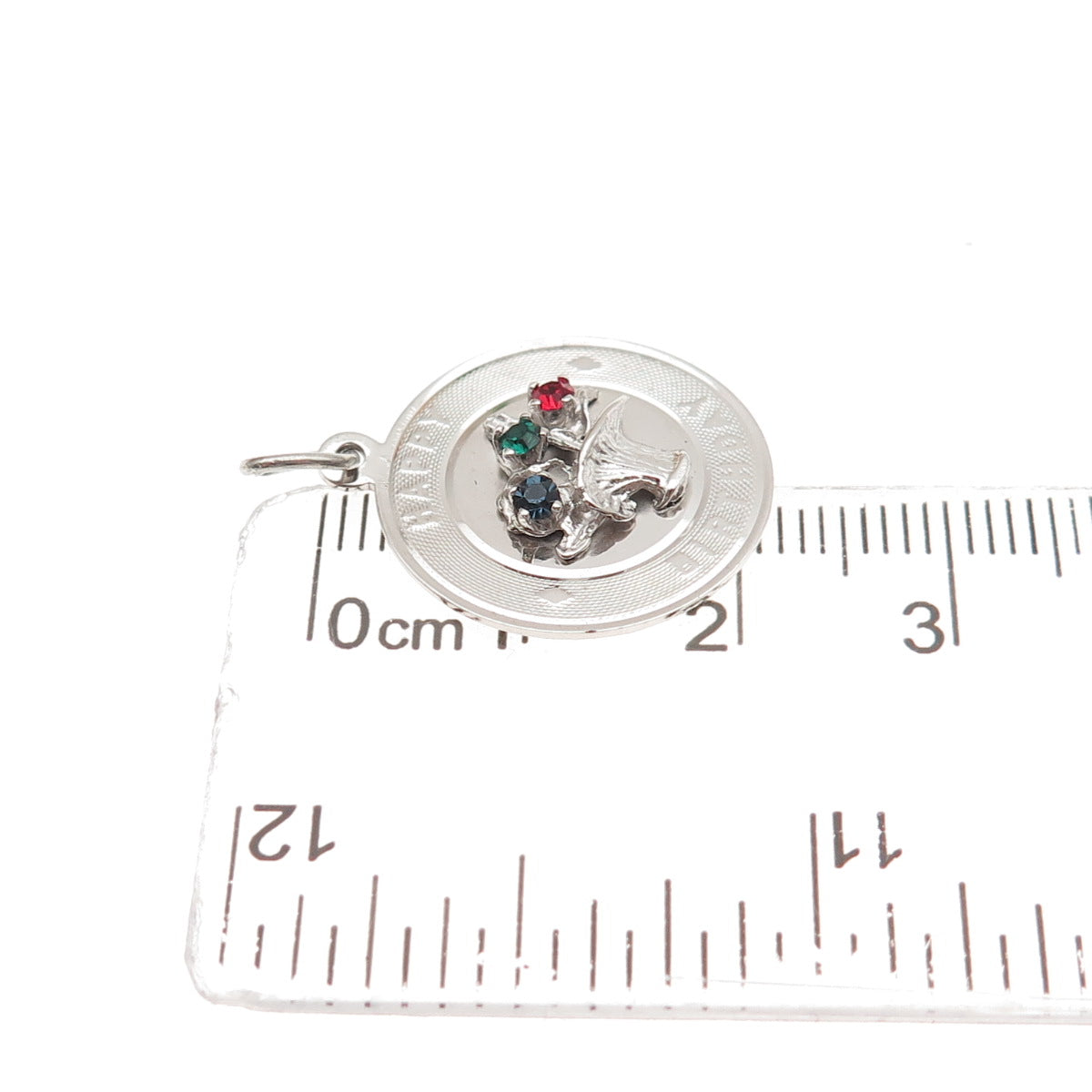 Town & Country Sterling Silver Vintage Rhinestone Happy Birthday Charm Pendant