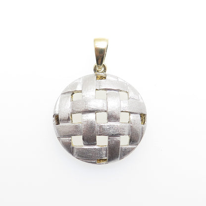925 Sterling Silver 2-Tone Vintage Woven Charm Pendant