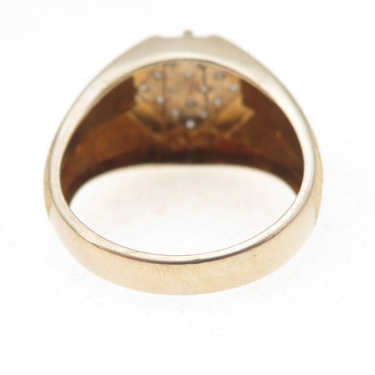 925 Sterling Silver Gold Plated Real Round-Cut Diamond Ring Size 10