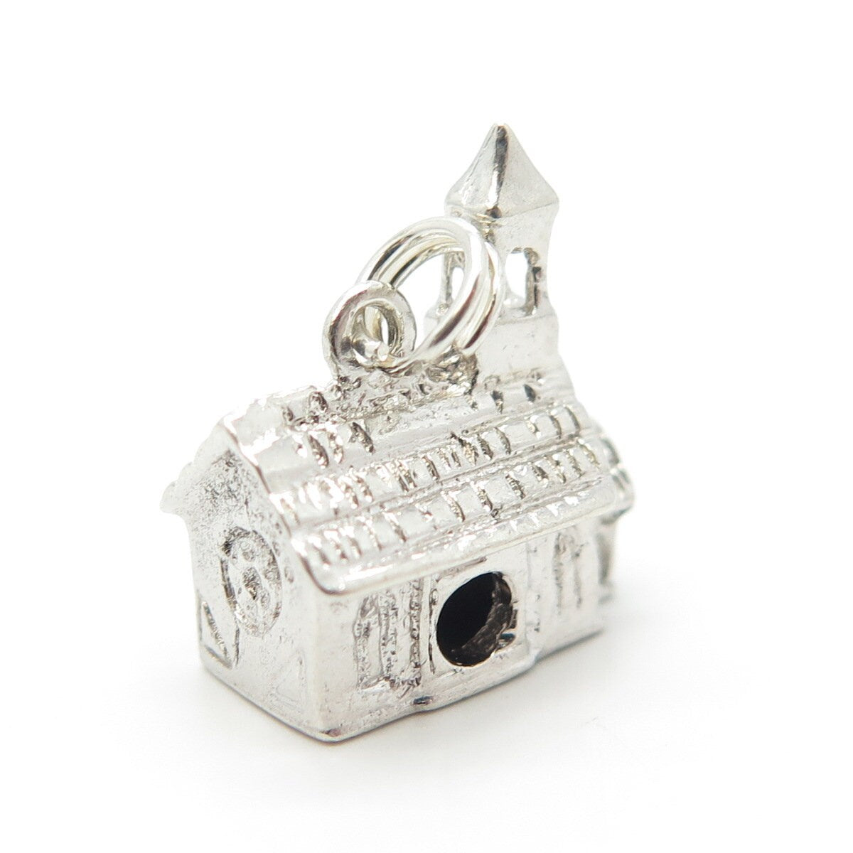 925 Sterling Silver Vintage Castle Charm Pendant