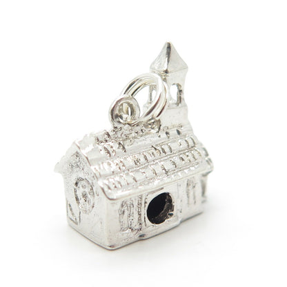 925 Sterling Silver Vintage Castle Charm Pendant