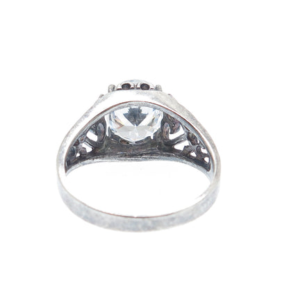 CHATEAU D'ARGENT 925 Sterling Silver Vintage Round-Cut C Z Heart Ring Size 9