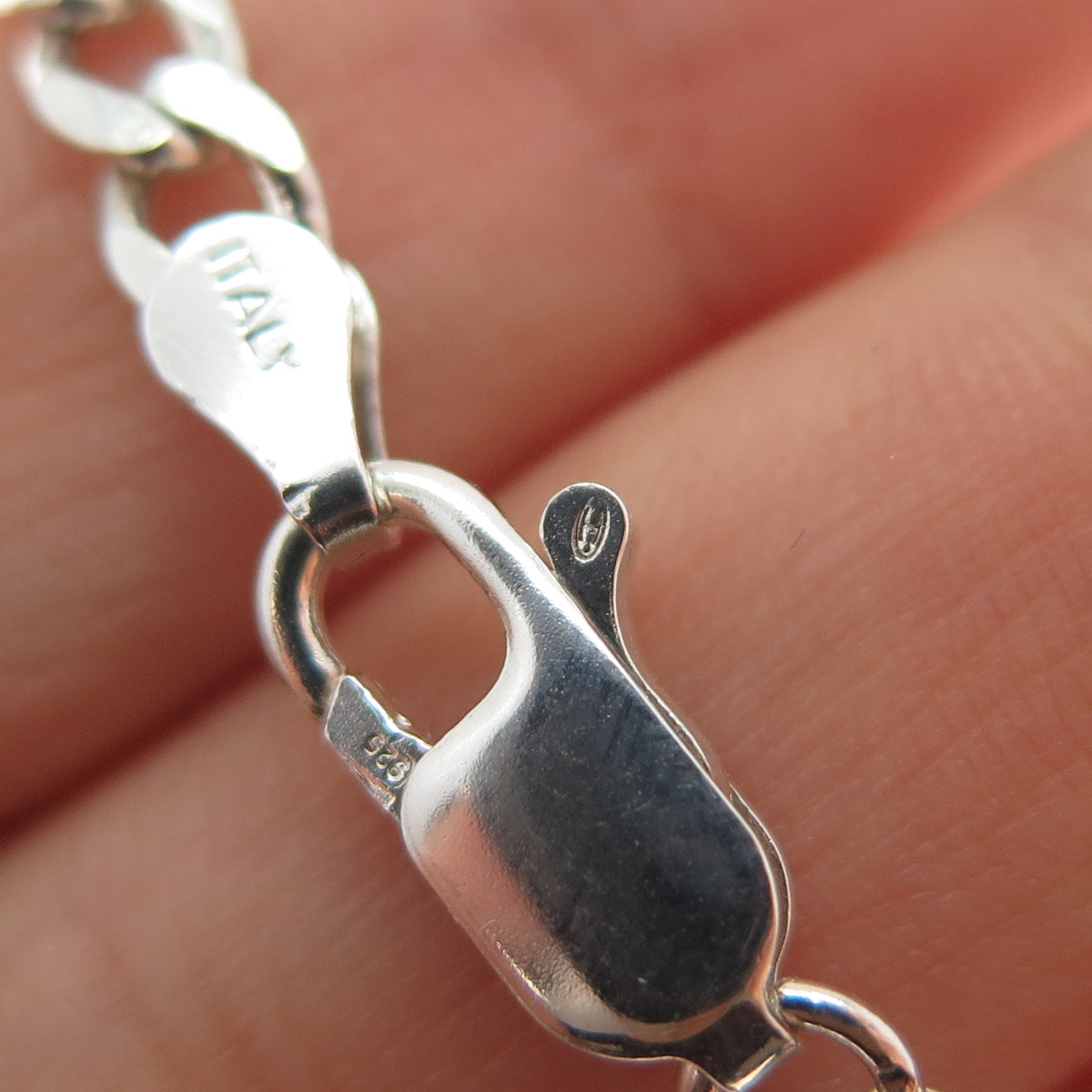 925 Sterling Silver Vintage Italy Curb Chain Necklace 22"