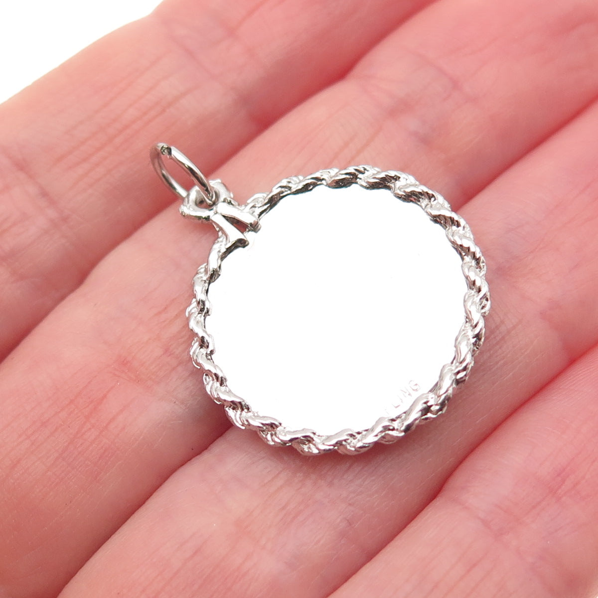 925 Sterling Silver Vintage Rhinestone Santa Merry Christmas Charm Pendant