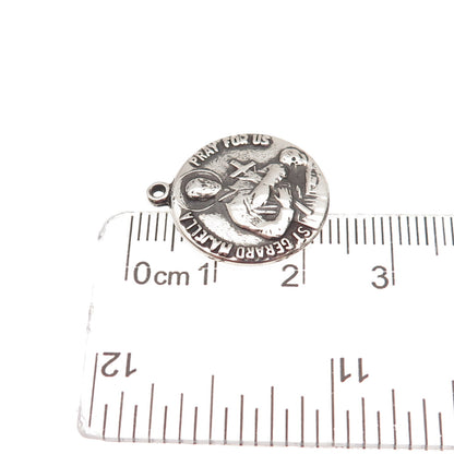 925 Sterling Silver Antique Art Deco St. Gerard Oxidized Mini Charm Pendant