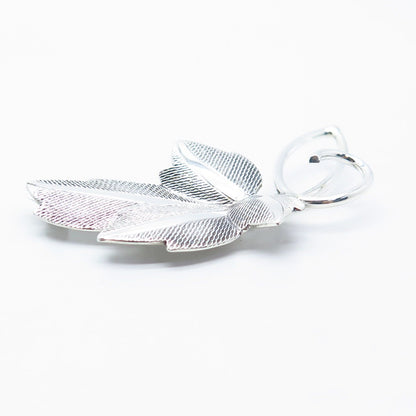 925 Sterling Silver Vintage BEAU Textured Leaf Pin Brooch