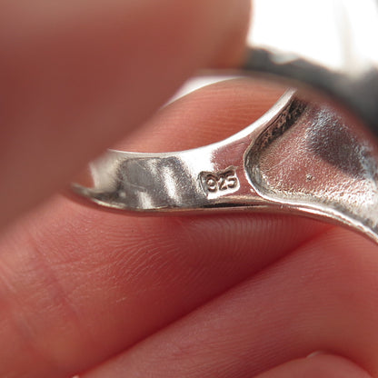 925 Sterling Silver Vintage Modernist Oxidized Ring Size 7.5