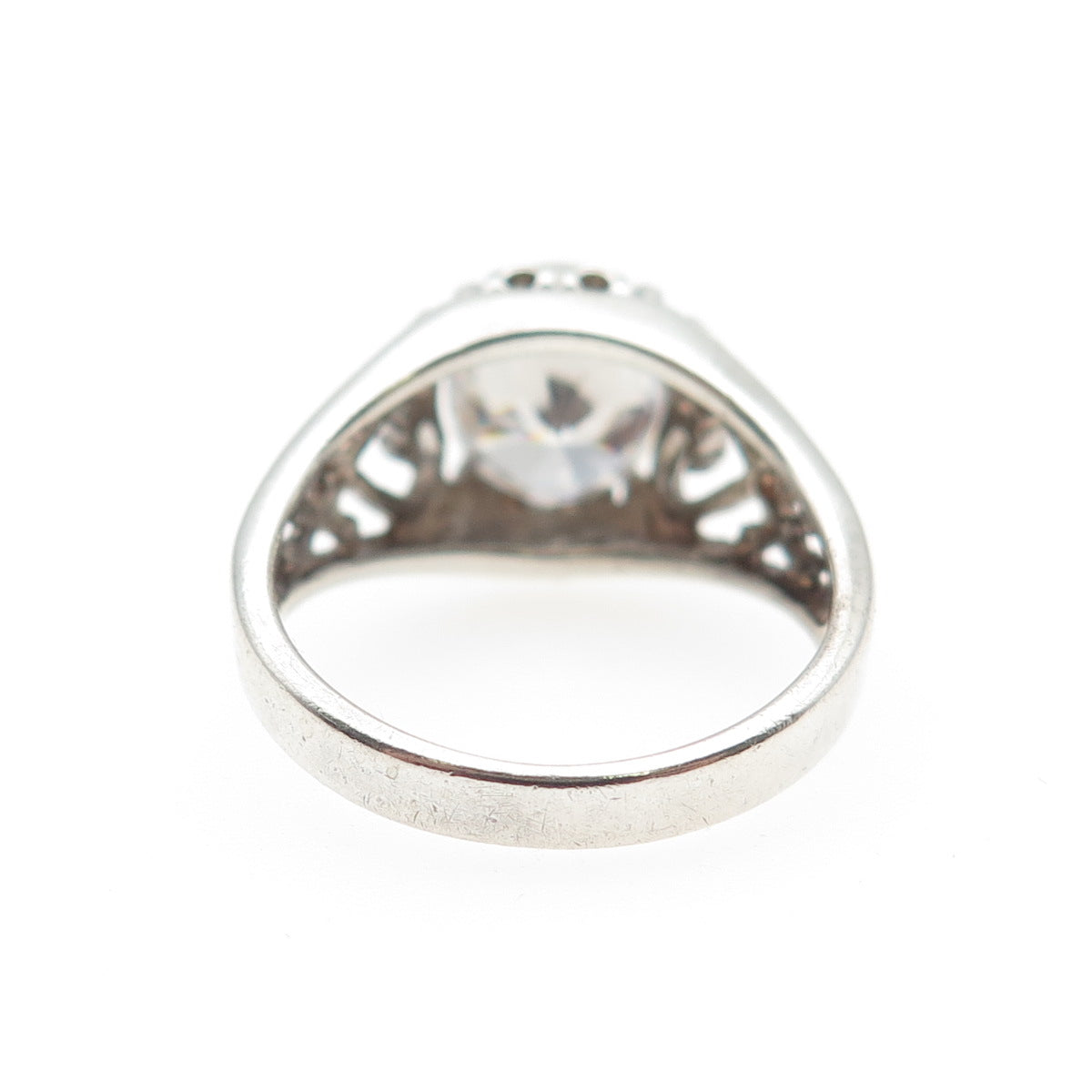 CHATEAU D'ARGENT 925 Sterling Silver Vintage Oval-Cut C Z Heart Ring Size 7