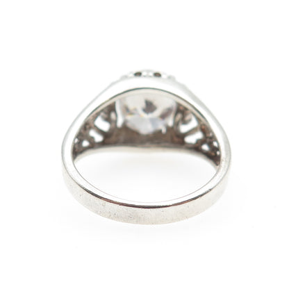 CHATEAU D'ARGENT 925 Sterling Silver Vintage Oval-Cut C Z Heart Ring Size 7