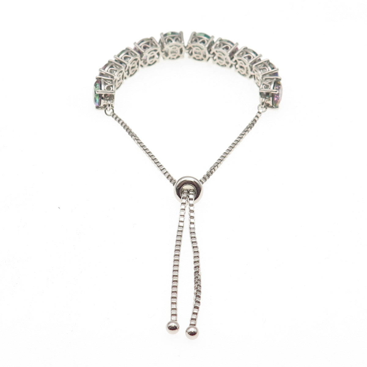 Chuck Clemency Sterling Silver Real Mystic Topaz Adjustable Bracelet 6-9.75"