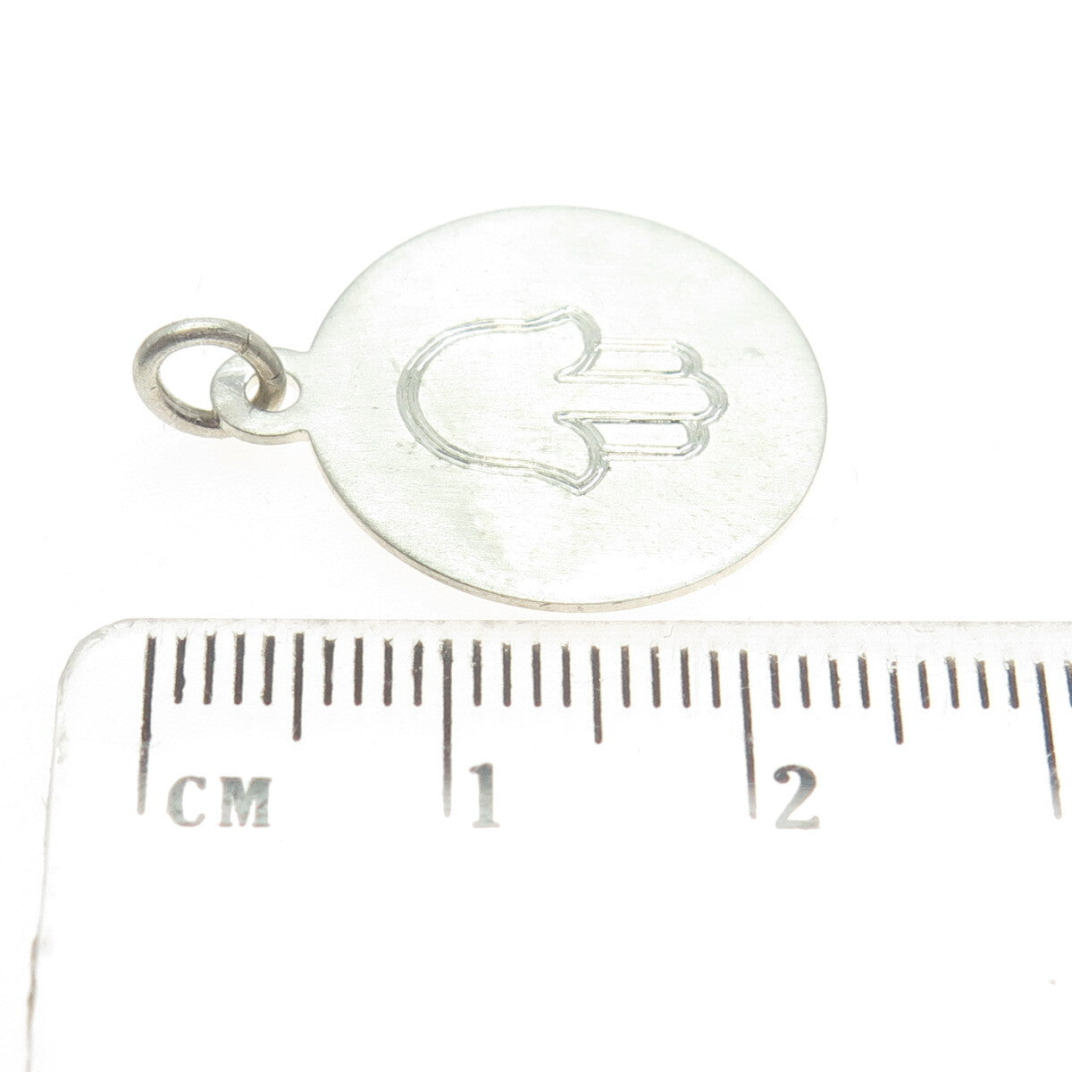 925 Sterling Silver Vintage Hamsa / Hand of Fatima Round Pendant