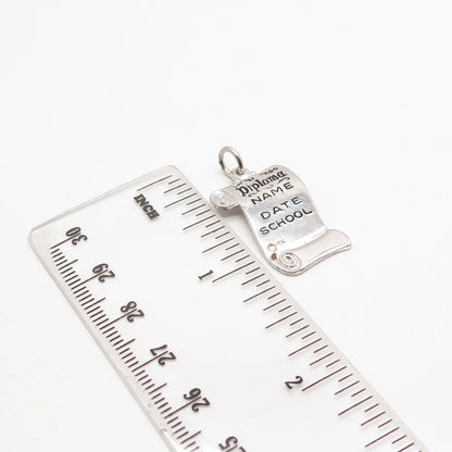 925 Sterling Silver Vintage Old Stock Enamel Diploma Pendant