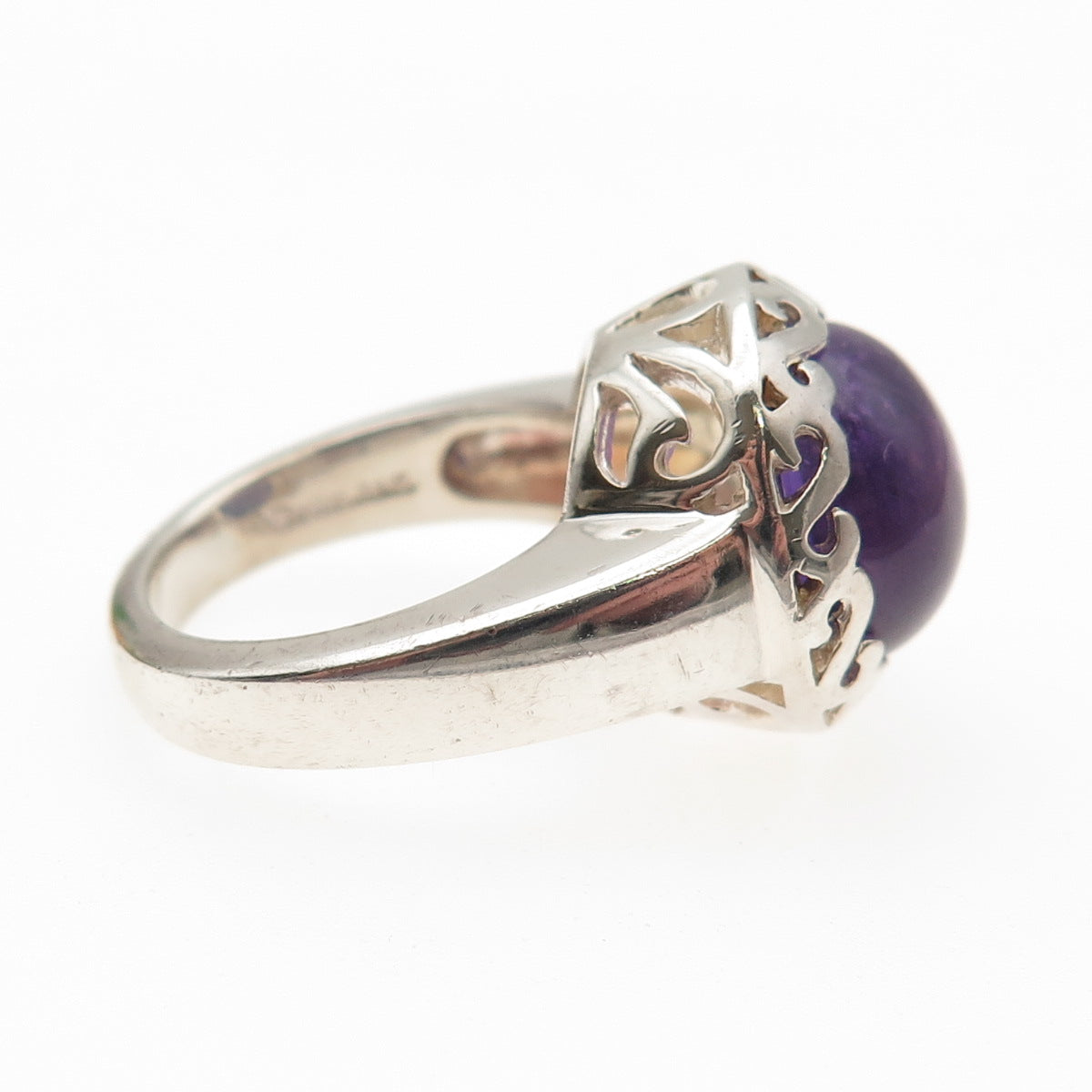 Chuck Clemency 925 Sterling Silver Vintage Real Amethyst Swirl Ring Size 6