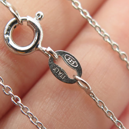 925 Sterling Silver Round-Cut C Z Heart Cable Chain Necklace 16"
