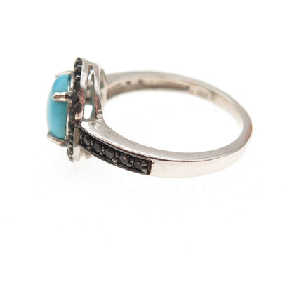 Chuck Clemency 925 Sterling Silver Real Turquoise & Black Spinel Ring Size 8