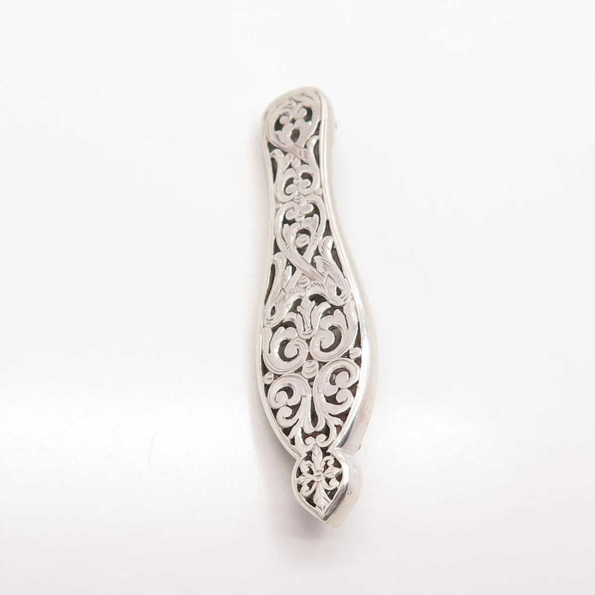 925 Sterling Silver Vintage Ornate Bar Pin Brooch