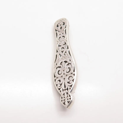 925 Sterling Silver Vintage Ornate Bar Pin Brooch