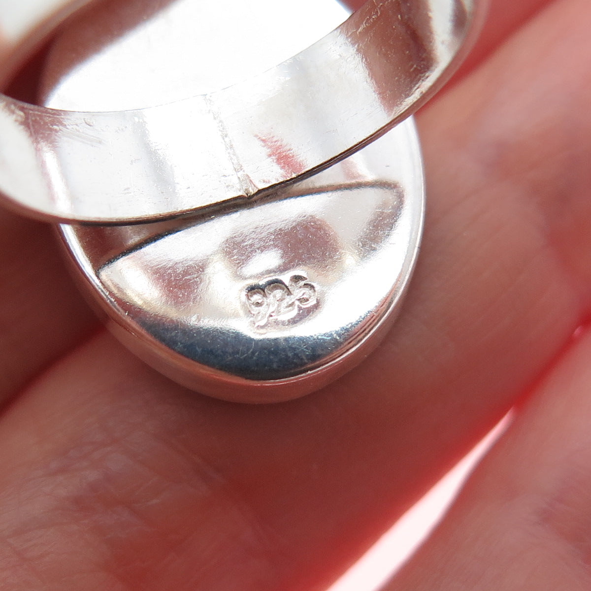925 Sterling Silver Vintage Enamel Frida Kahlo Pressed Flowers Ring Size 7.75